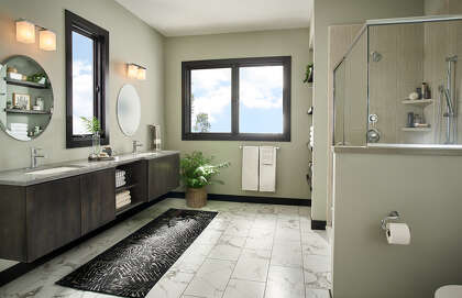 A contemporary complete bathroom remodel by Re-Bath.