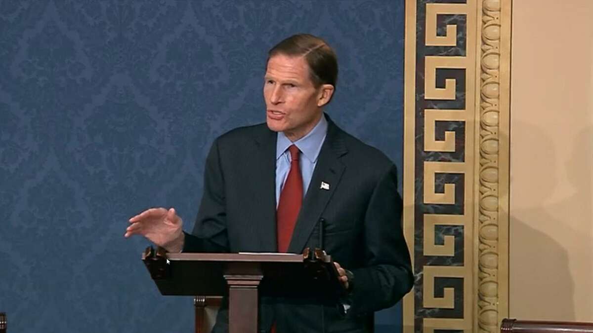 WASHINGTON, DC - JANUARY 6: In this screenshot taken from a congress.gov webcast, Sen. Richard Blumenthal (D-CT) speaks during a Senate debate session to ratify the 2020 presidential election at the U.S. Capitol on January 6, 2021 in Washington, DC. (Photo by congress.gov via Getty Images)