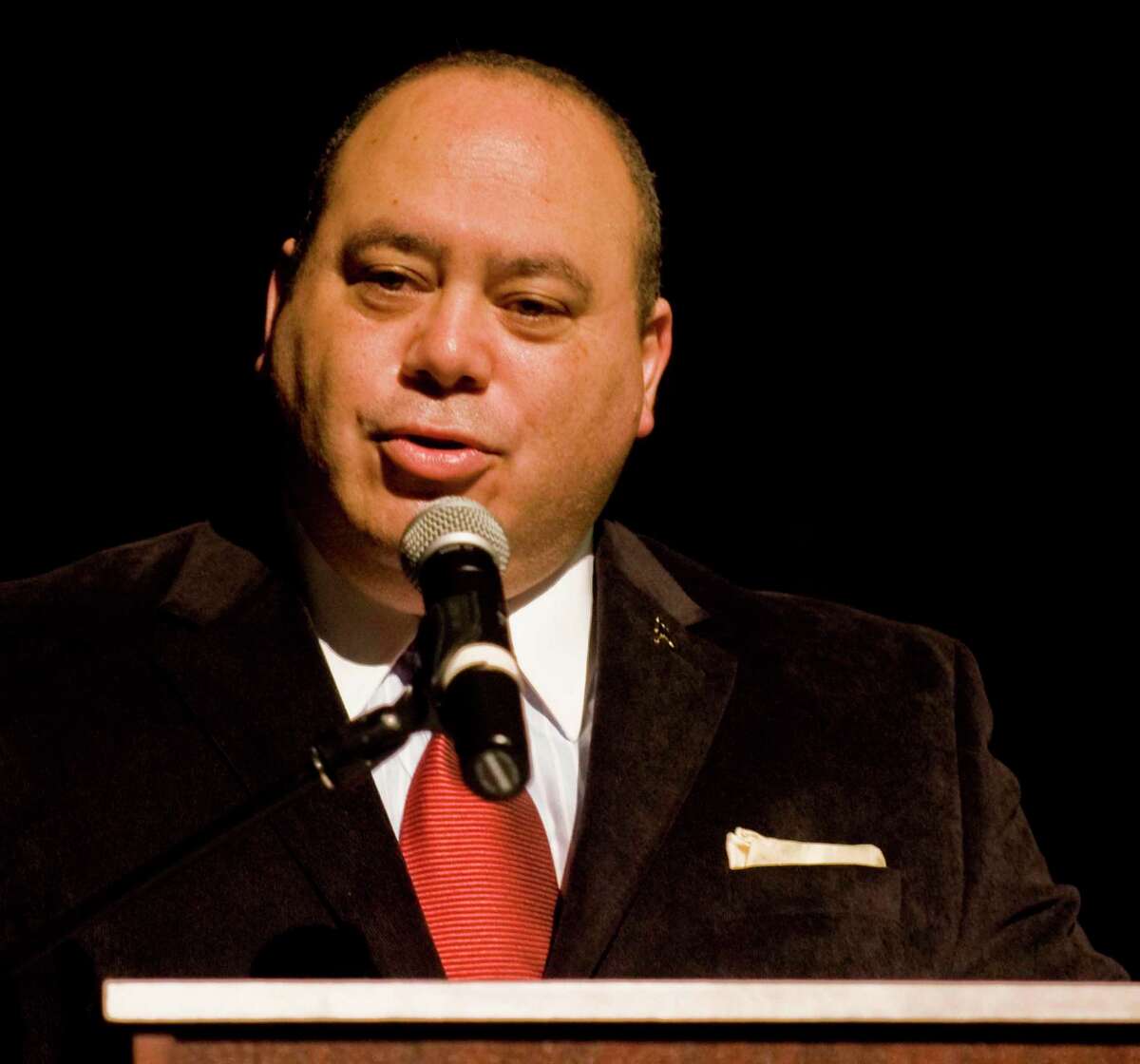 Mark Robinson of Ridgefield hosts the Martin Luther King Day celebration in the Ridgefield Playhouse. Monday, Jan. 20, 2014