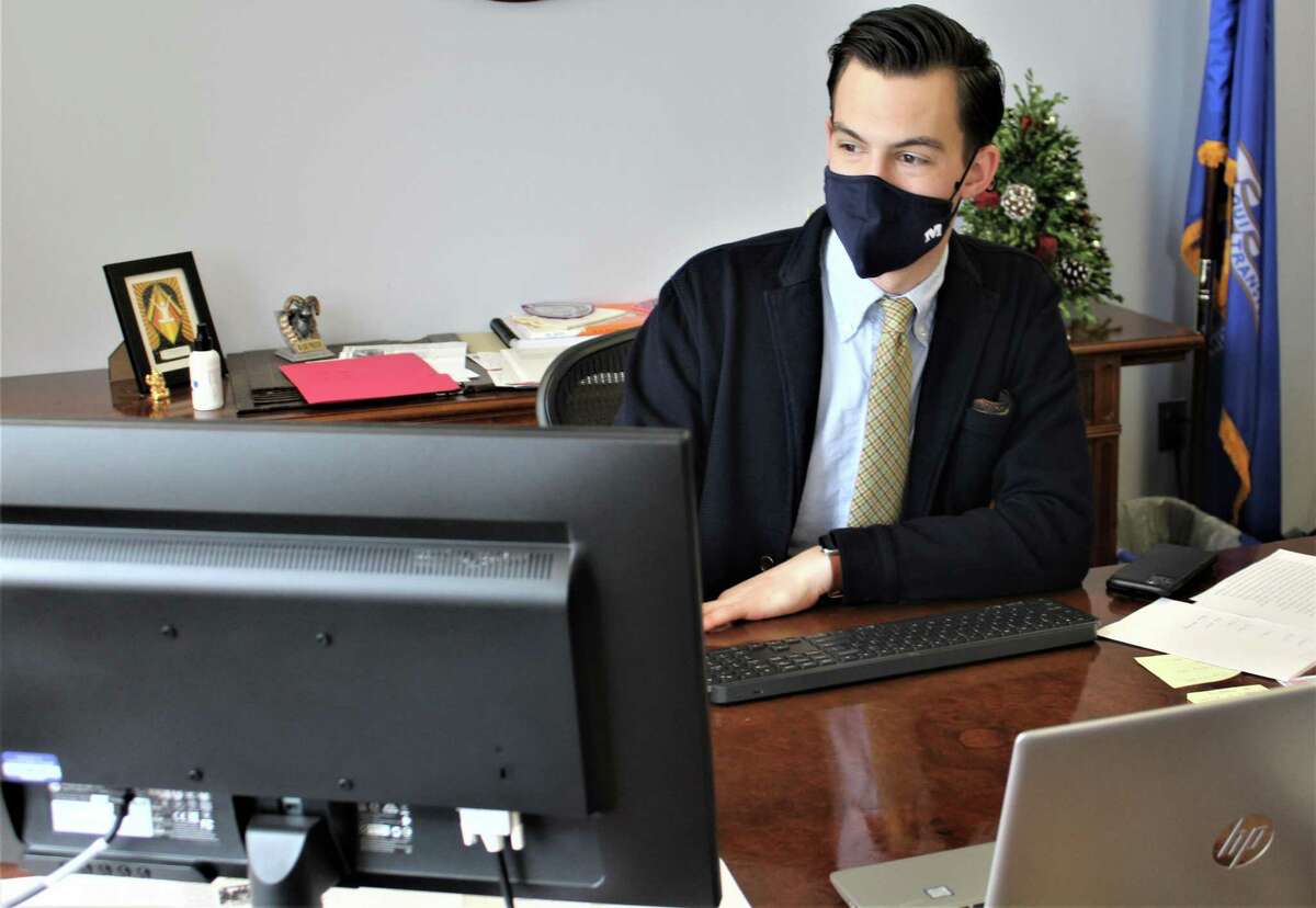 Middletown Mayor Ben Florsheim works in his office at City Hall.