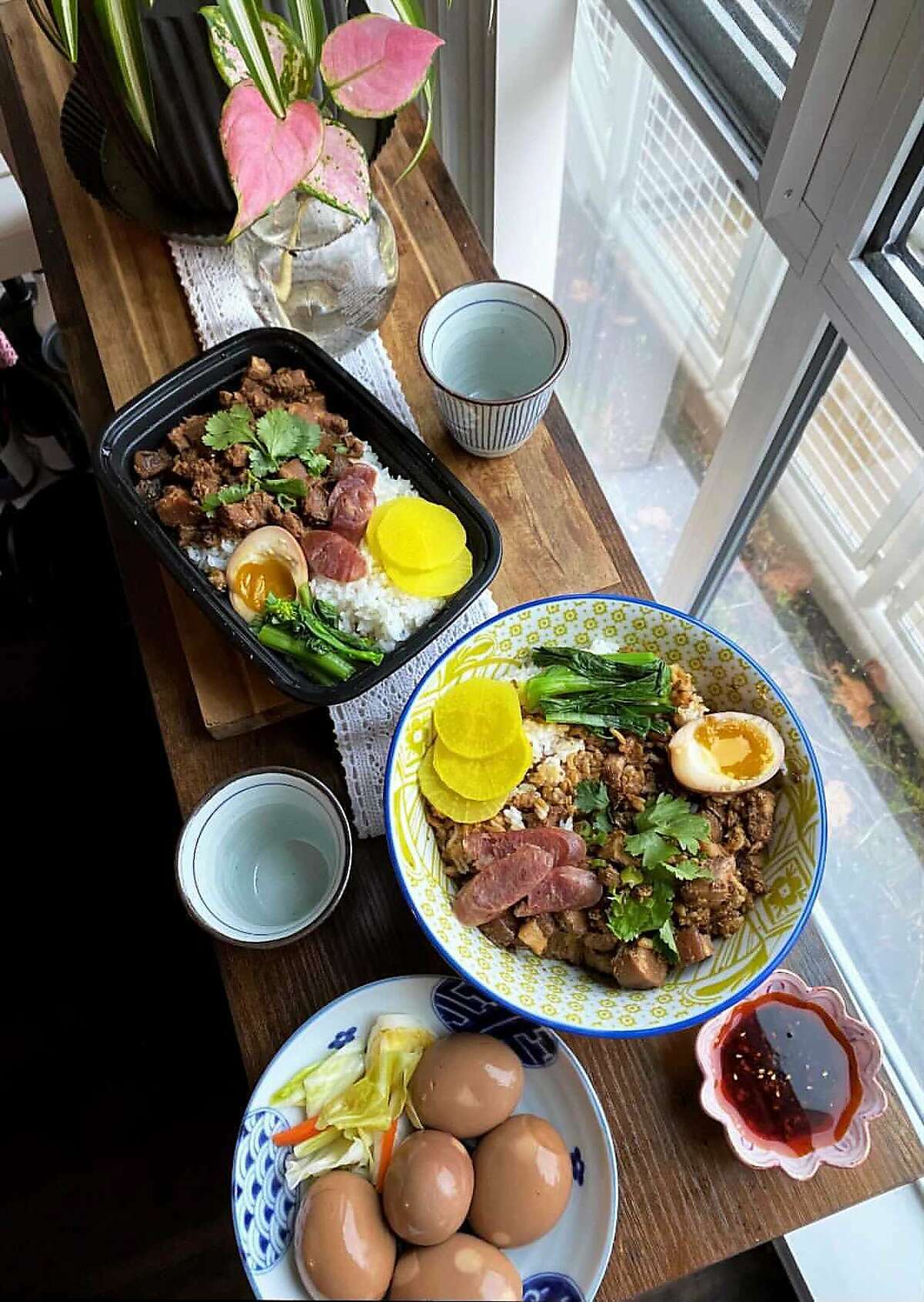 Lu rou fan, braised pork belly over rice, is one of two specialties by new Taiwanese pop-up Yilan Foods.