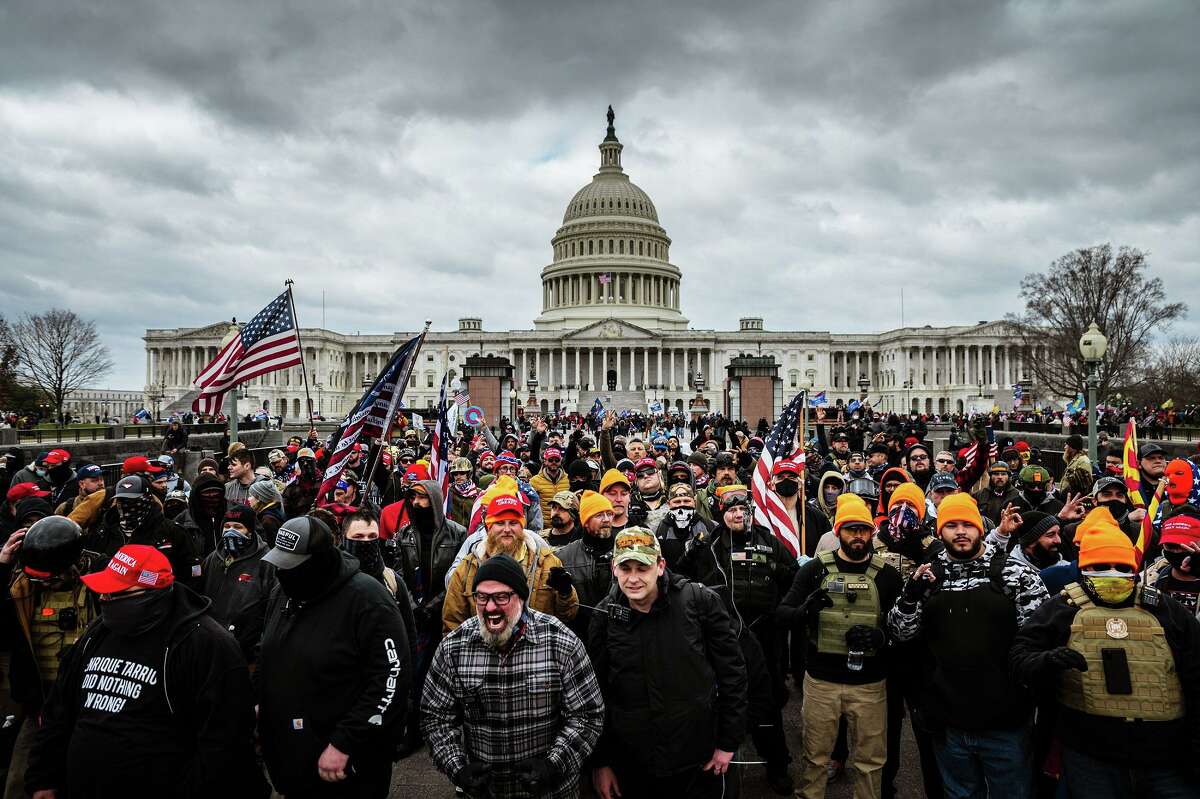 A pro-Trump mob gathers in front of the U.S. Capitol Building on Jan. 6 in Washington, D.C.