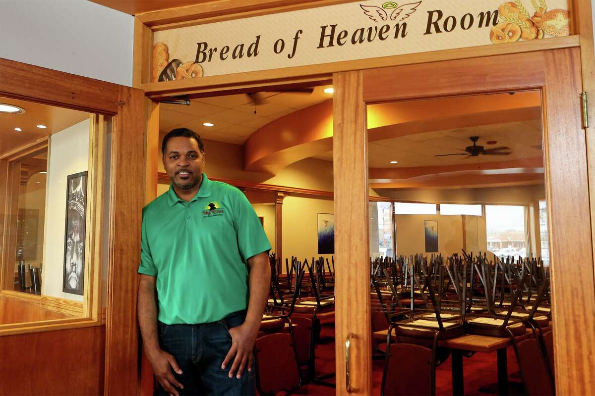 Owner Garlan McPherson at the entrance to the private meeting room named the "Bread of Heaven Room," at the new Mrs. Kitchen Soul Food Restaurant at 5237 Walzem Rd. in Windcrest on Tuesday, Jan. 12, 2021.