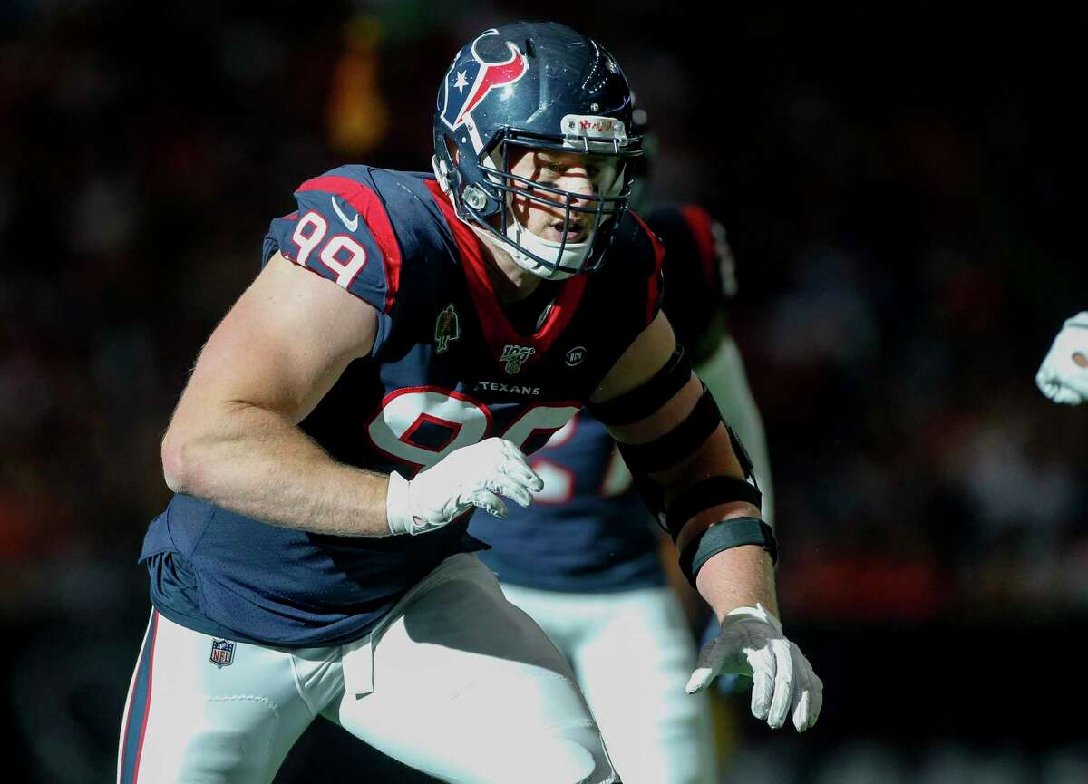 Houston Texans defensive end J.J. Watt (99) goes after Oakland Raiders offense before getting injured in the first half at NRG Stadium on Sunday, Oct. 27, 2019 in Houston. “When we began Athletic Brewing, we knew that we had the potential to take nonalcoholic beer out of the penalty box and open up new occasions for the beer industry,” said Athletic co-founder Bill Shufelt in a statement. “The fact that Lance, David, Blake, Justin and J.J., who are leaders in their own professional and personal endeavors, would see the value in our pursuit to offer a life without compromise, greatly validates our mission and sets us on the path for mammoth success in 2021 and beyond.”