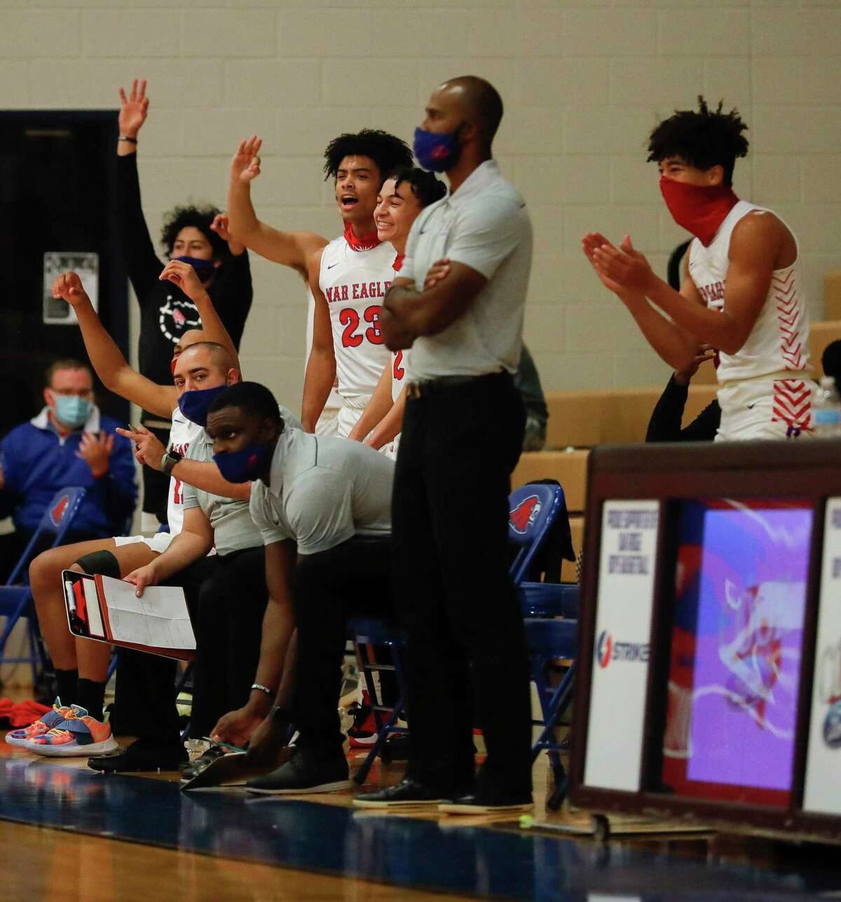 Led by head coach Marlin Cloudy, shown here in November, Oak Ridge beat The Woodlands Wednesday night.