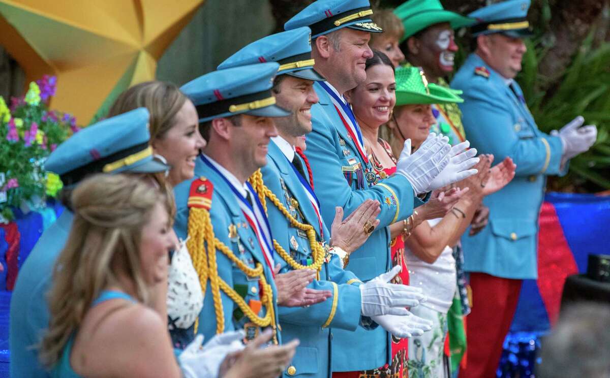 Members of the Texas Cavaliers at the Arneson River Theatre at La Villita during the Texas Cavaliers River at the River Walk on Monday, April 22, 2019.