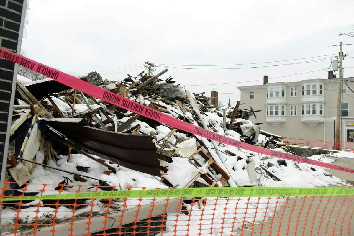 The burned remains of Shelton's Howe Avenue fire that occured in January 2014.