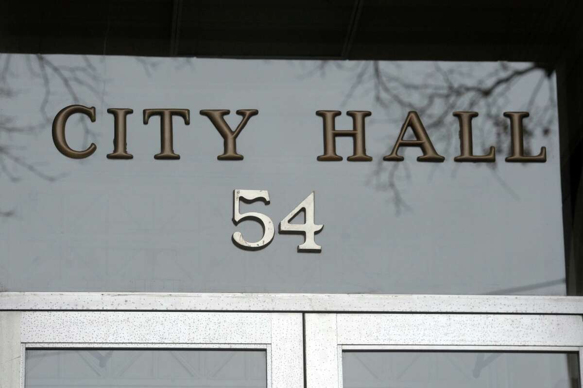 Exterior of Shelton City Hall, in Shelton, Conn. Jan. 11, 2021.