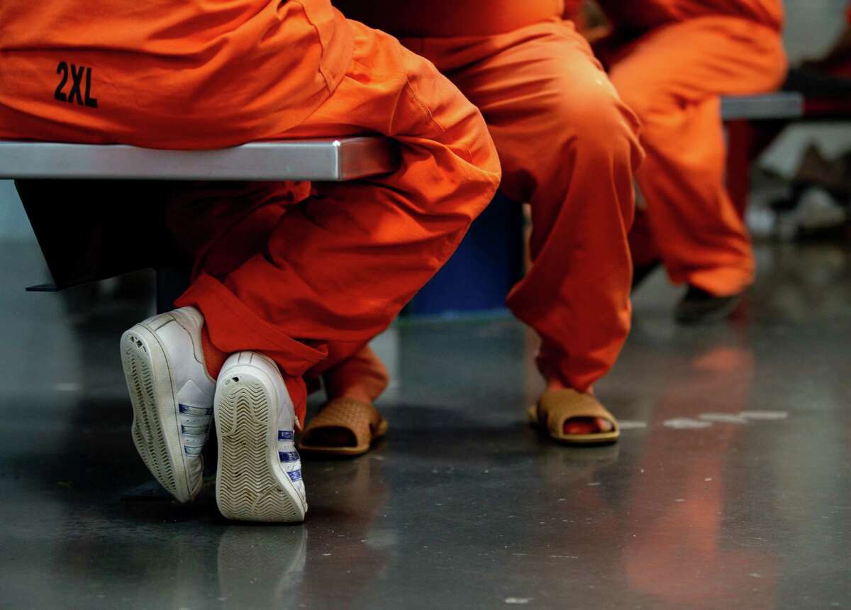 Inmates inside the Harris County Jail on Thursday, Jan. 14, 2021, in Houston.