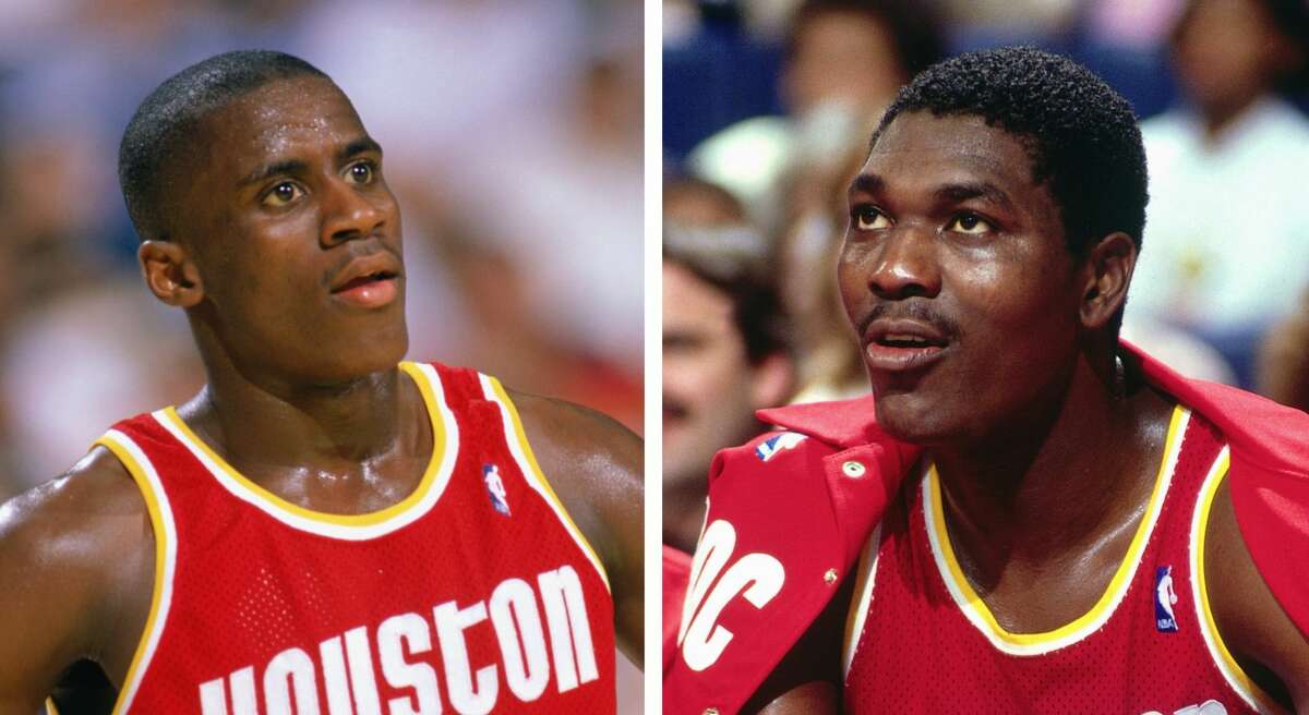 Vernon Maxwell and Hakeem Olajuwon from the Houston Rockets' glory days of the 1990s.