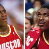 Vernon Maxwell and Hakeem Olajuwon from the Houston Rockets' glory days of the 1990s.