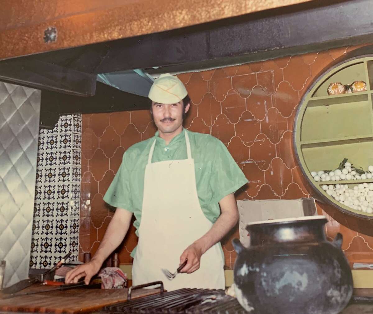 Salvador “Don Chava” Lopez in M�xico City in the early 1970s working at a Taqueria where he brought the famous Quesadilla Suiza.