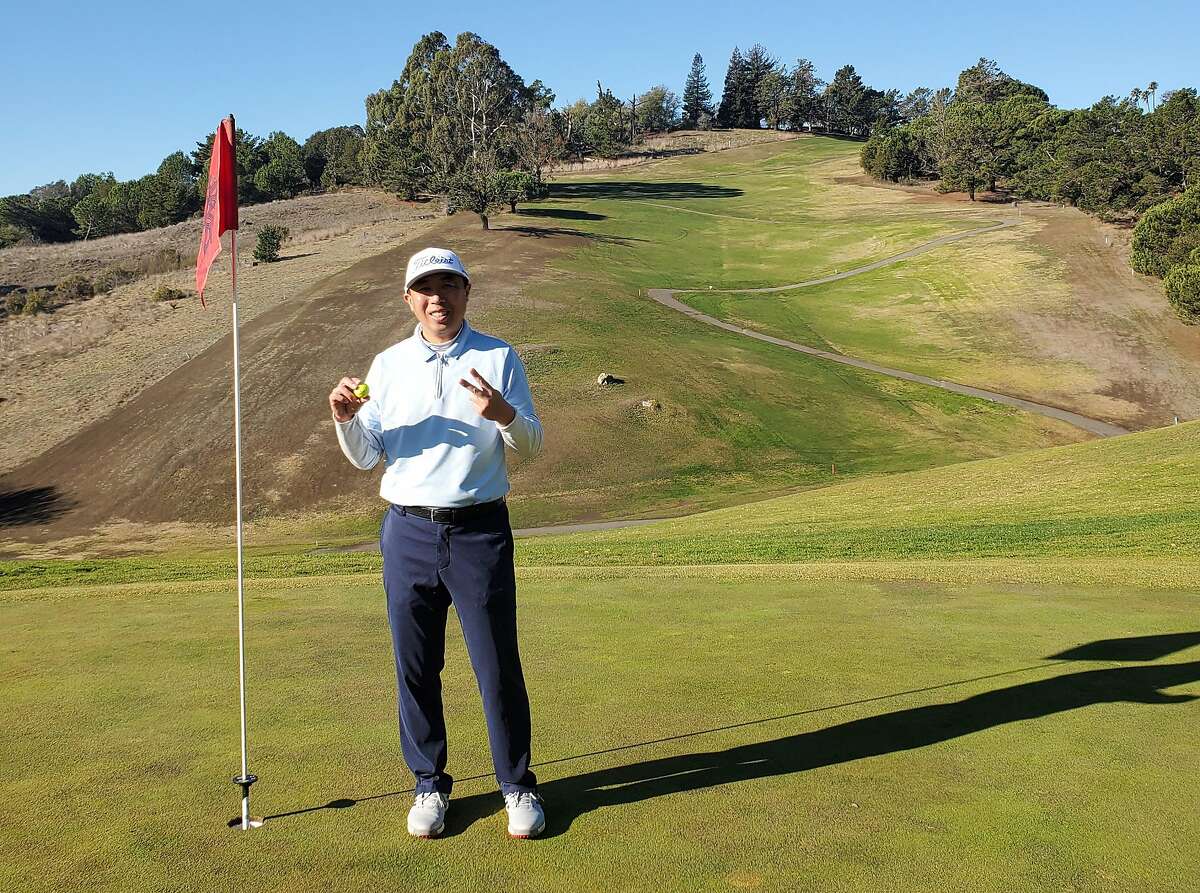 Kevin Pon holed a pitching-wedge shot to make 2 on the 18th hole at Lake Chabot on Dec. 10.