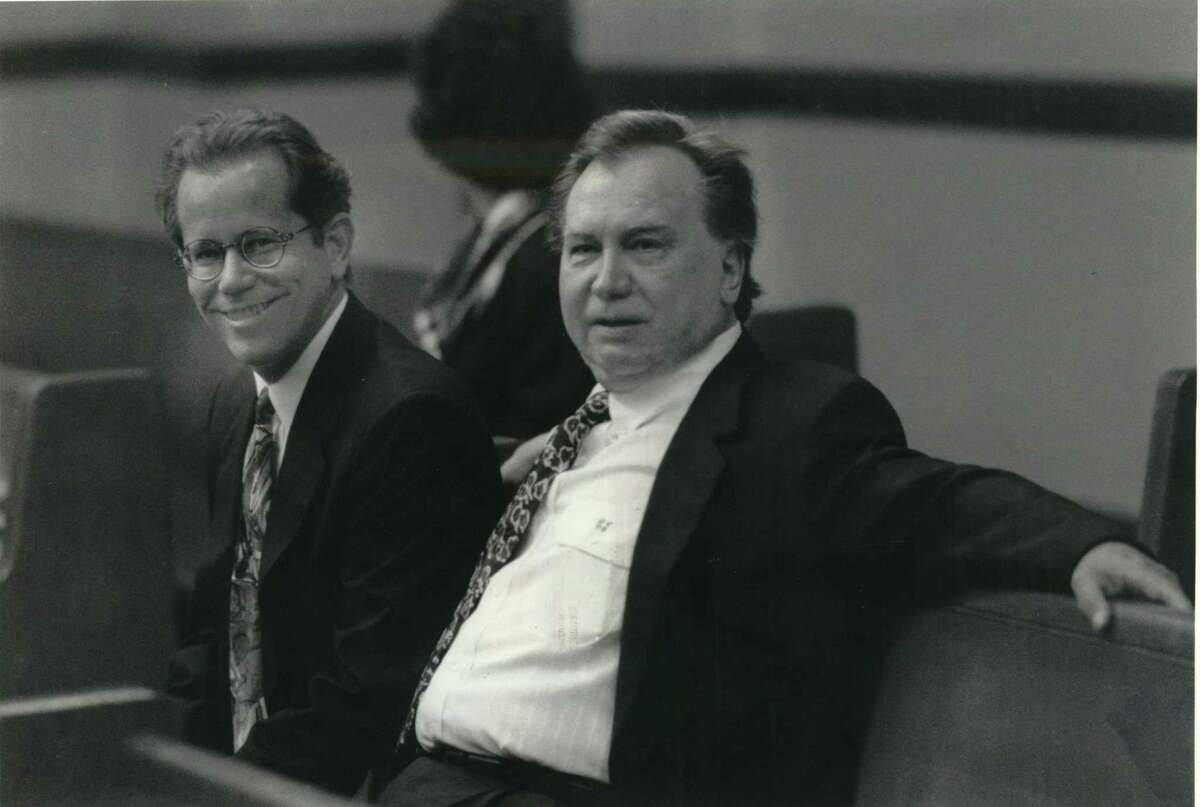 Despite the fact the Rockets are on the brink of their first championship, former owner Charlie Thomas, right, with former team president Ed Schmidt, has no regrets about selling the team.