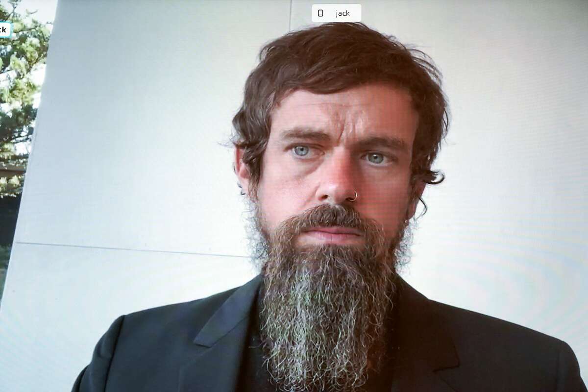 In this file photo taken on Oct. 28, 2020, then-Twitter CEO Jack Dorsey testifies remotely during a hearing to discuss reforming Section 230 of the Communications Decency Act with big tech companies in Washington, D.C.