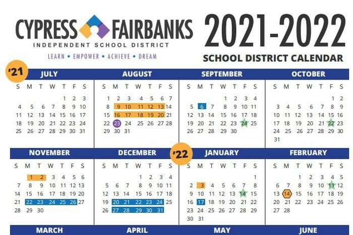 Cy Fair Isd Calendar 2022 Cy-Fair School Notebook: Cfisd School Board Approves Calendar For 2021-2022  School Year
