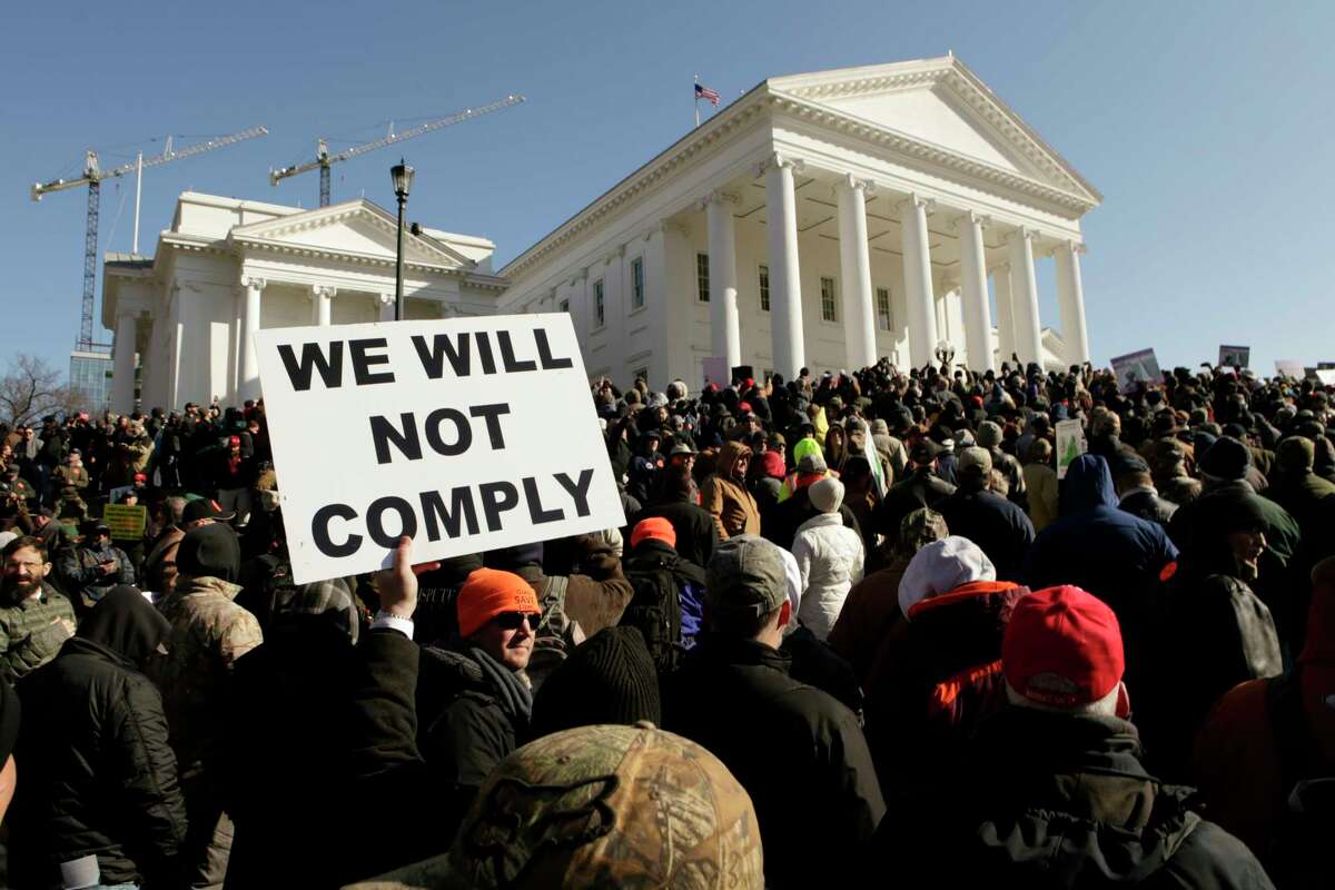 Thousands of people gathered at the Virginia Capitol in January 2020 for a gun-rights rally on Lobby Day.
