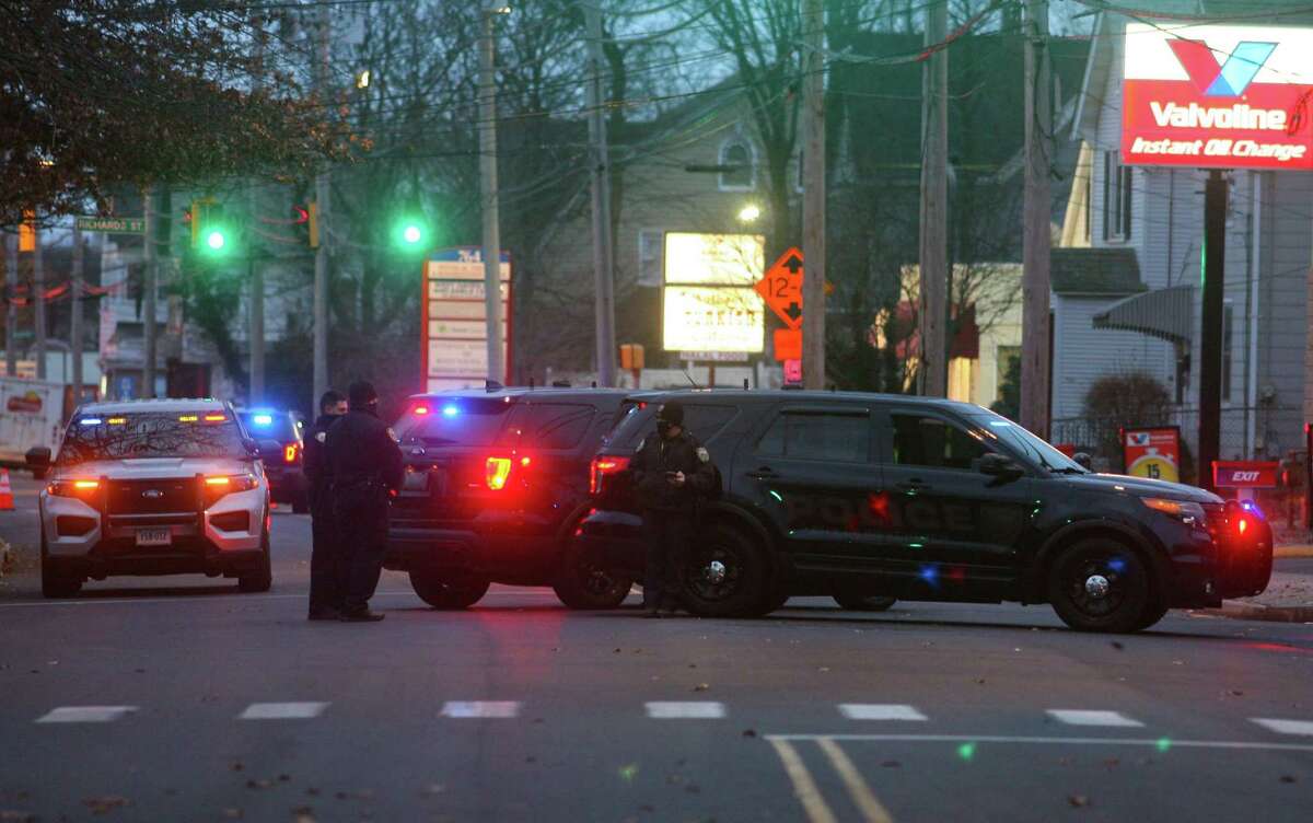 A vigil is held in memory of Mubarak Soulemane at the I95 overpass along Campbell Avenue in West Haven, Conn., on Friday Jan. 15, 2021. Soulemane, a New Haven resident, was fatally shot by state Trooper Brian North after a car chase on Jan. 15, 2020.