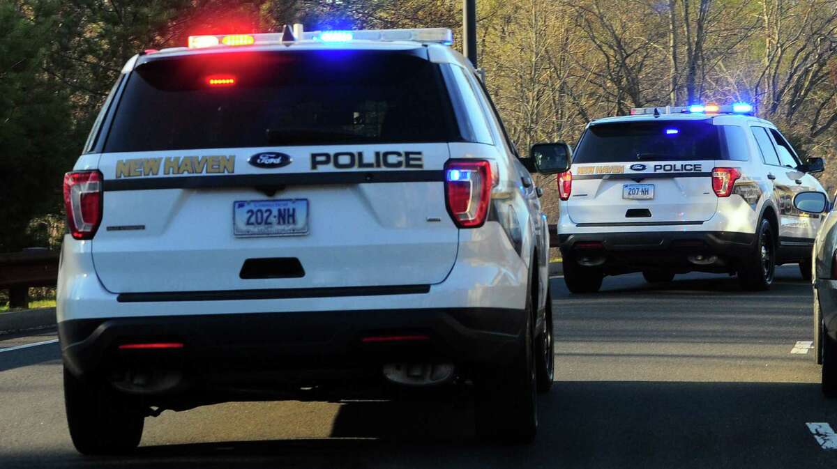 A file photo of New Haven, Conn., police cruisers.