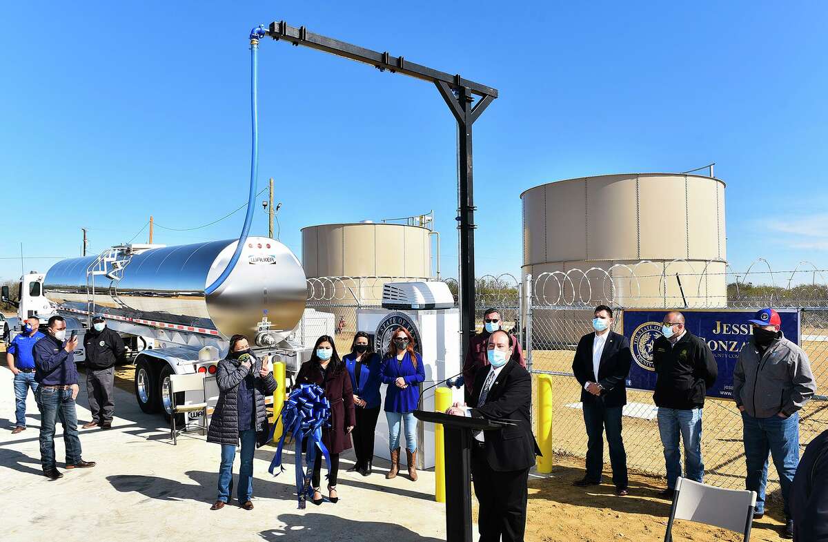 The La Presa water dispenser is seen as the ribbon cutting ceremony concludes on Wednesday, Jan. 13, 2021  at the La Presa Community Center.
