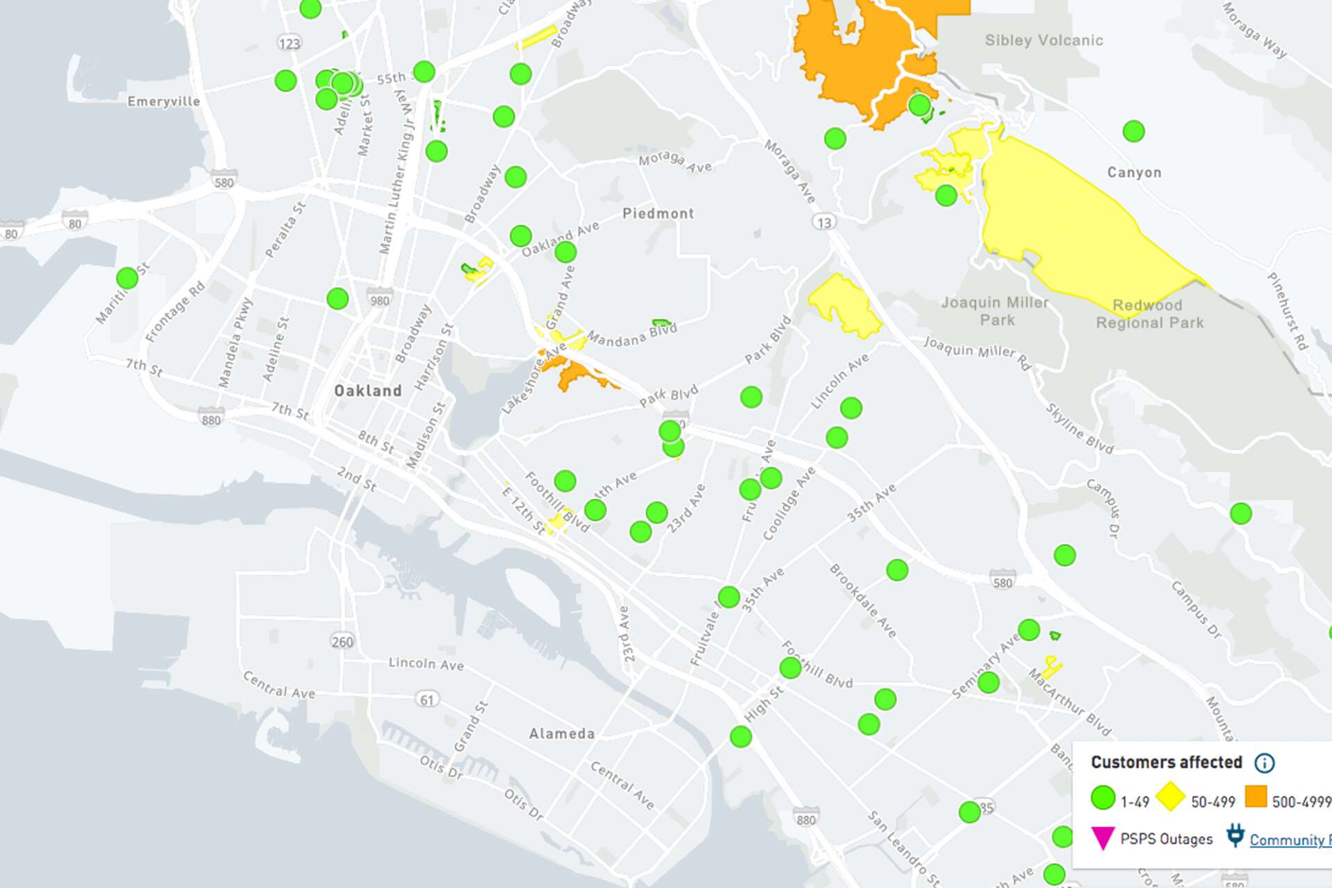 Outage maps: 53,000 without power across San Francisco Bay Area amid ...