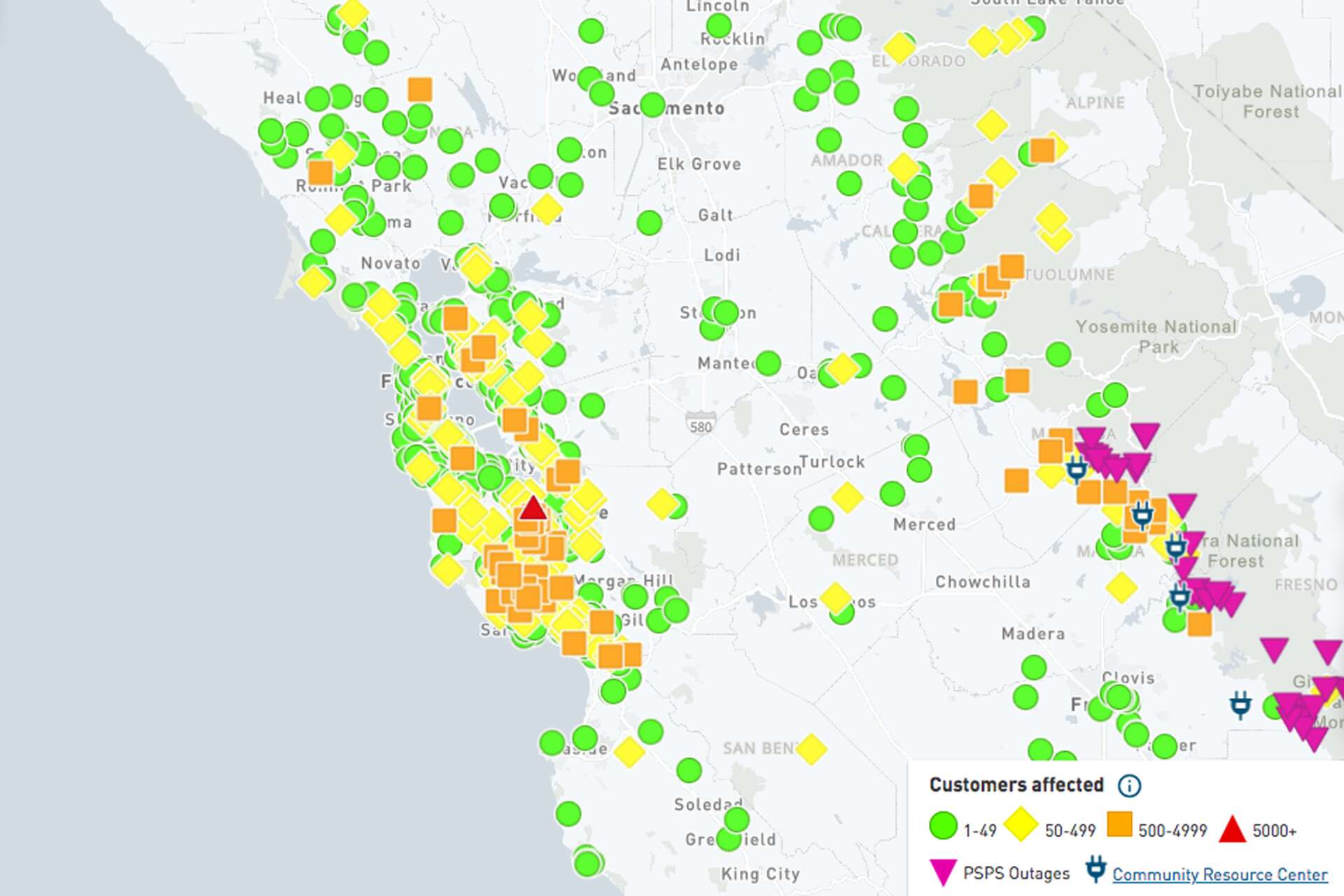 Outage maps: 53,000 without power across San Francisco Bay Area amid ...