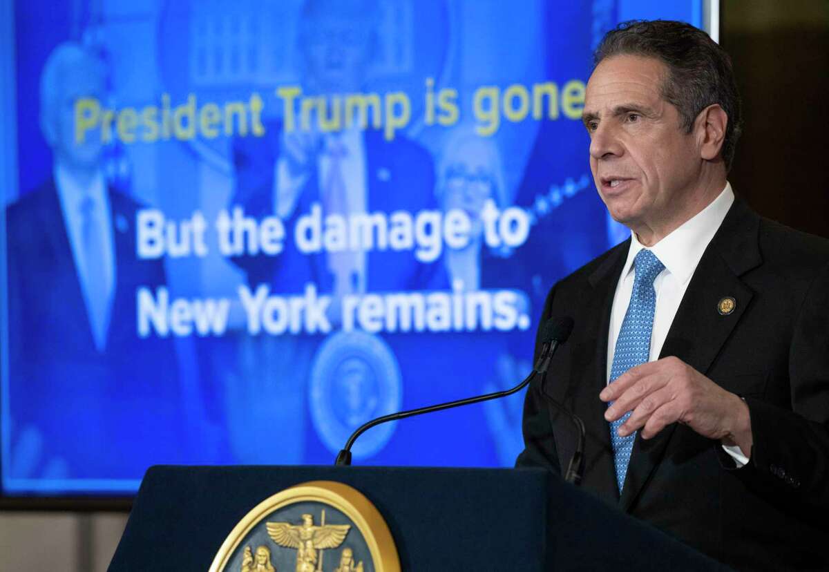 Gov. Andrew M. Cuomo presents his Fiscal Year 2022 Executive Budget on Tuesday, Jan. 19, 2021, at the Capitol in Albany, N.Y. (Mike Groll/Office of the Governor)