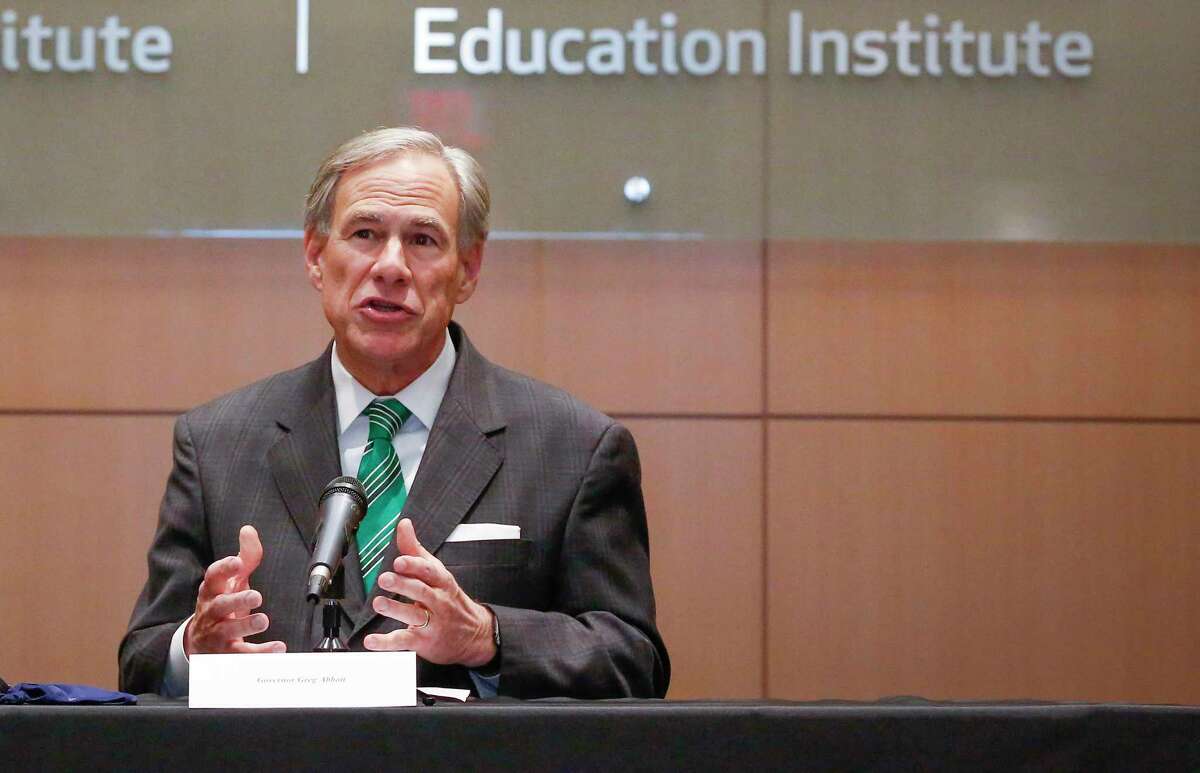 Governor Greg Abbott talks to the media after holding a COVID-19 vaccination roundtable discussion with healthcare professionals at Houston Methodist Hospital Tuesday, Jan. 19, 2021, in Houston.