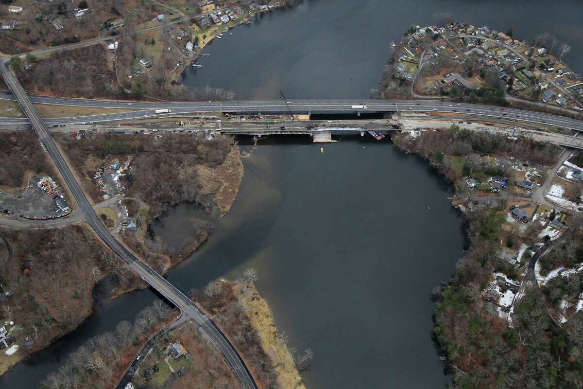 The Rochambeau Bridge between Newtown and Southbury, which carries I-84 over the Housatonic River, is undergoing a renovation by the state Department of Transportation.