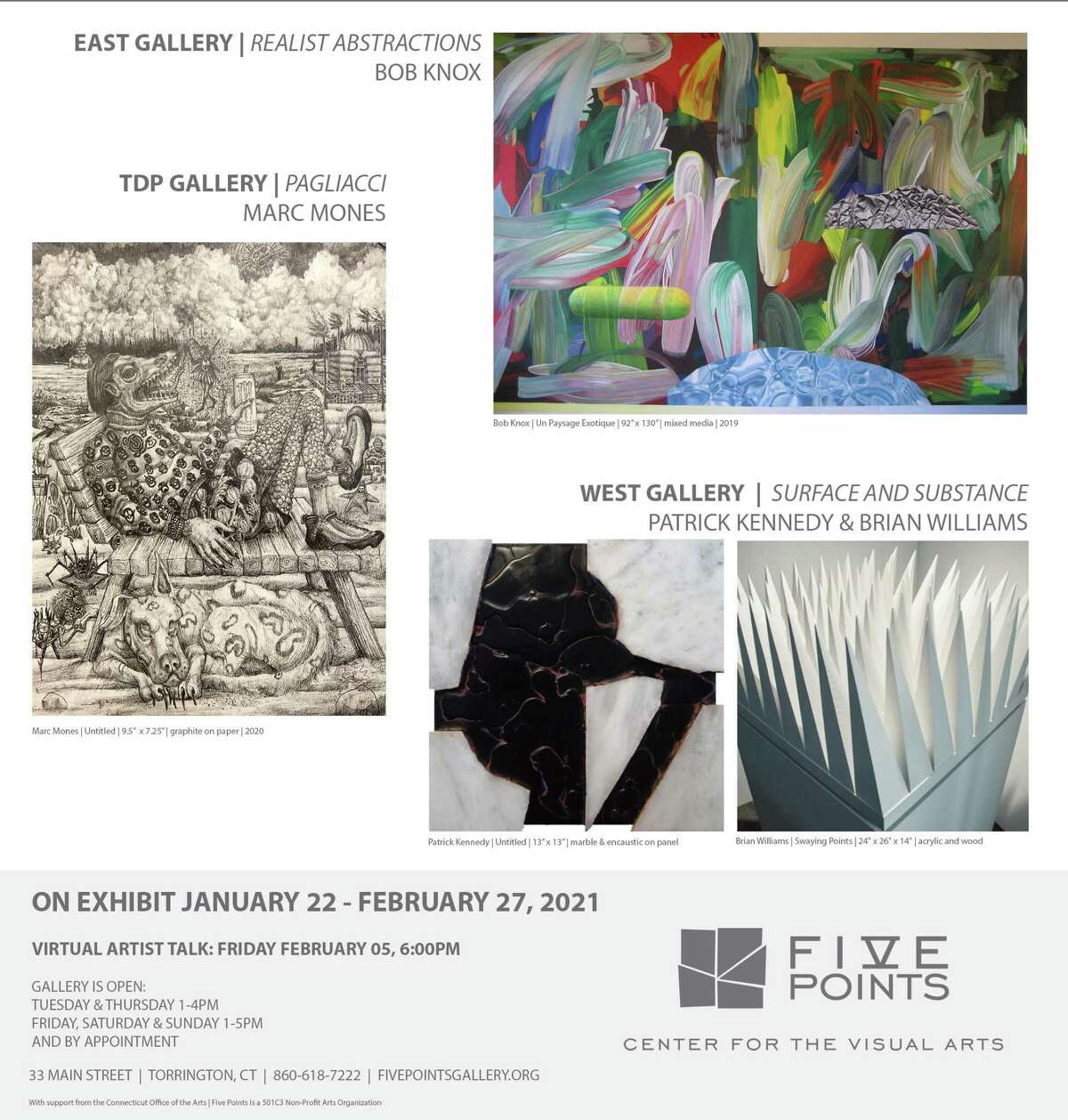 Five Points Gallery opens three new shows Jan. 22