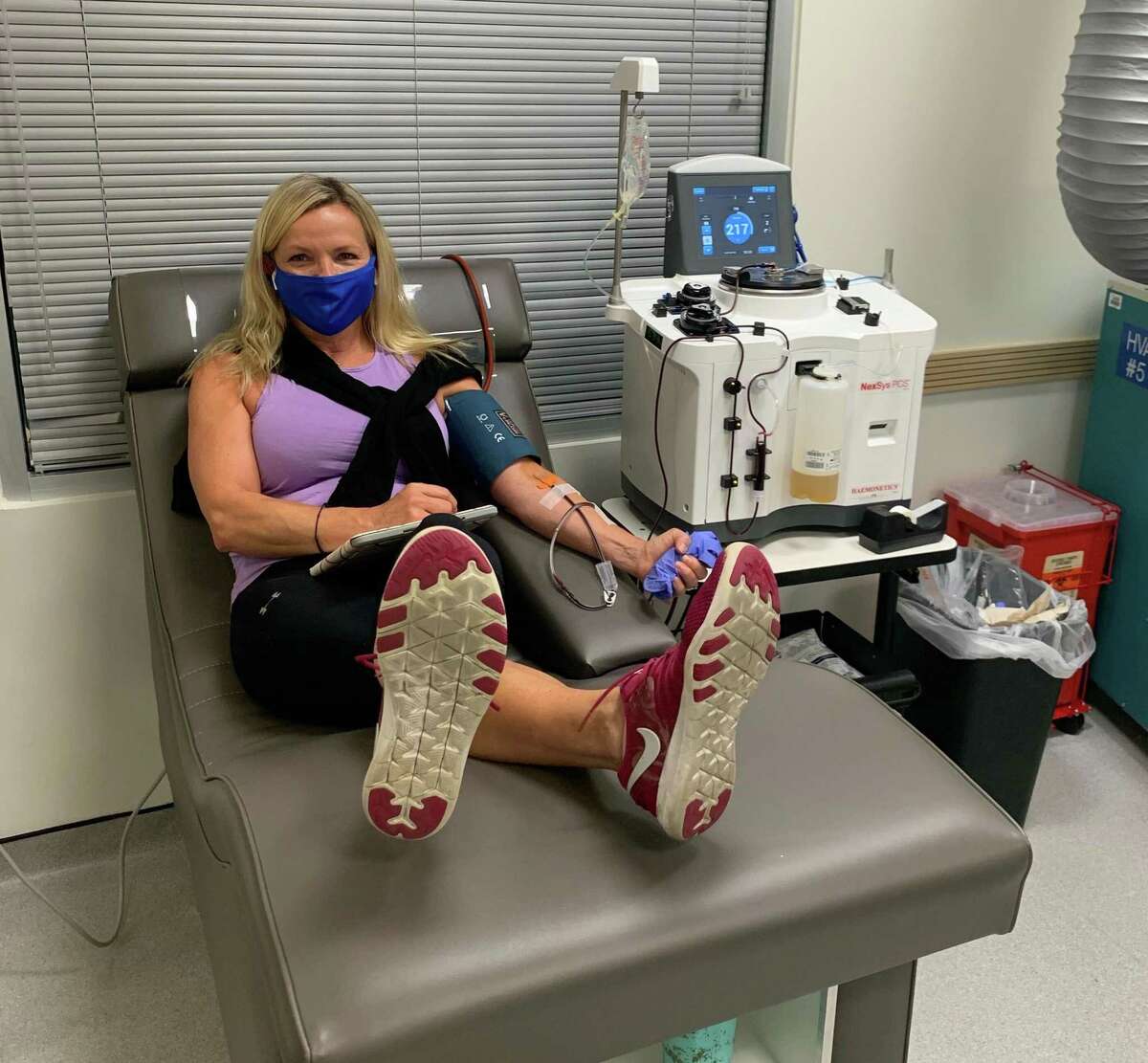 Darien's Kristina Gregory at her most recent donation visit on Wednesday, Aug. 26.