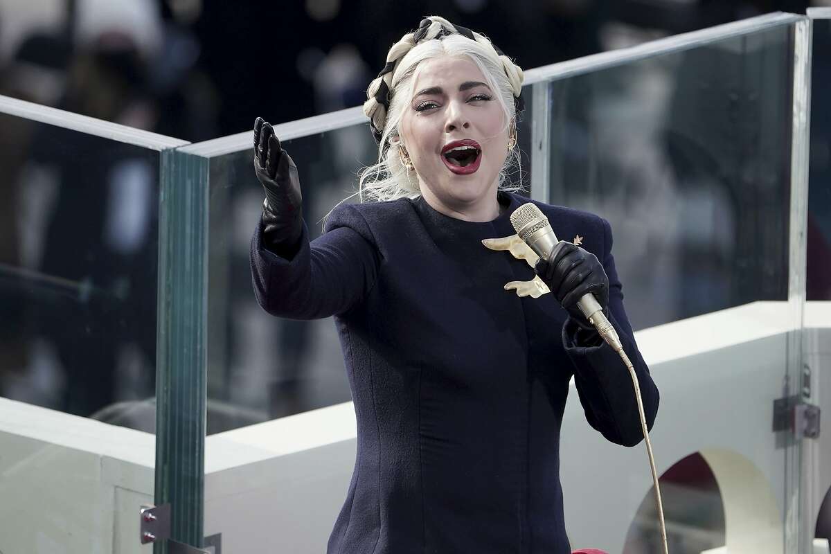 Lady Gaga sings the national anthem before President-elect Joe Biden’s inauguration, Wednesday, Jan. 20, 2021, at the U.S. Capitol in Washington. ((Greg Nash/Pool Photo via AP)