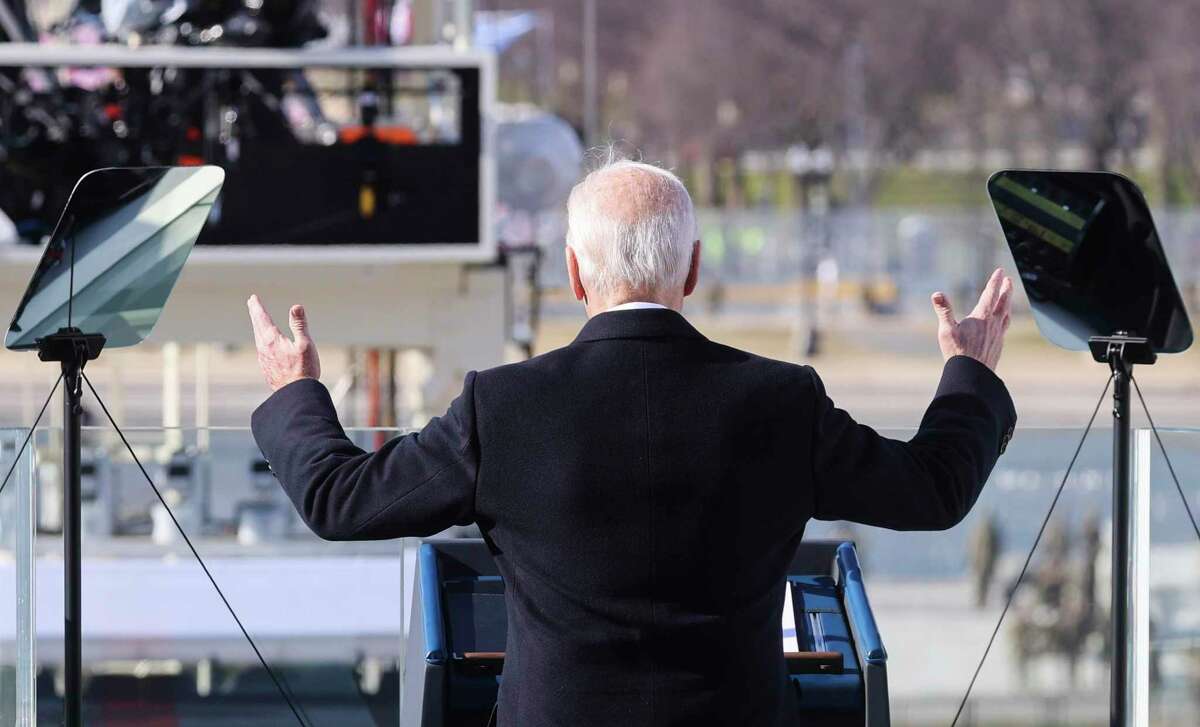 President Joe Biden gives his inaugural address on the West Front of the U.S. Capitol on Jan. 20, 2021 in Washington, D.C.