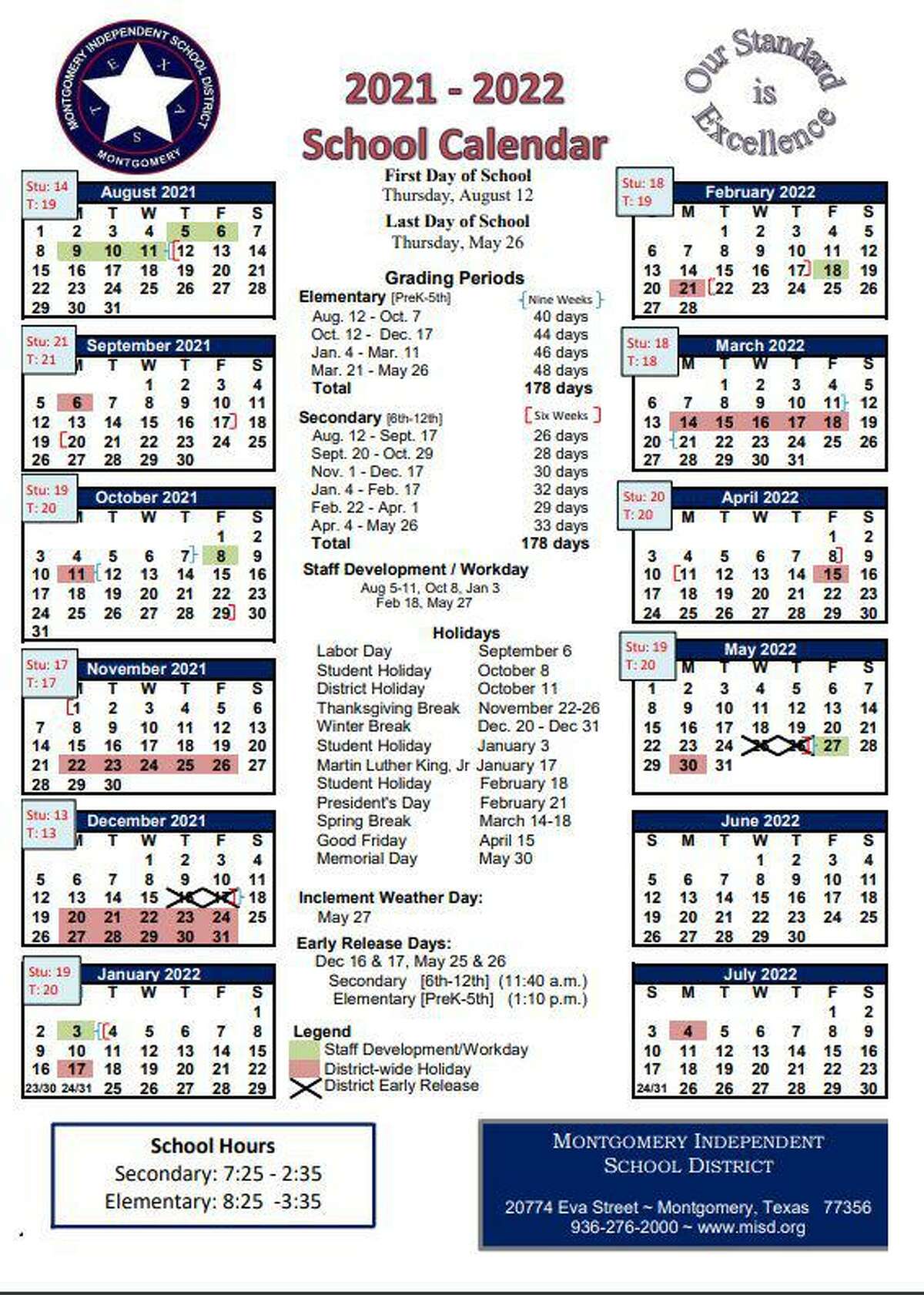 Montgomery ISD adopts its 202121 calendar