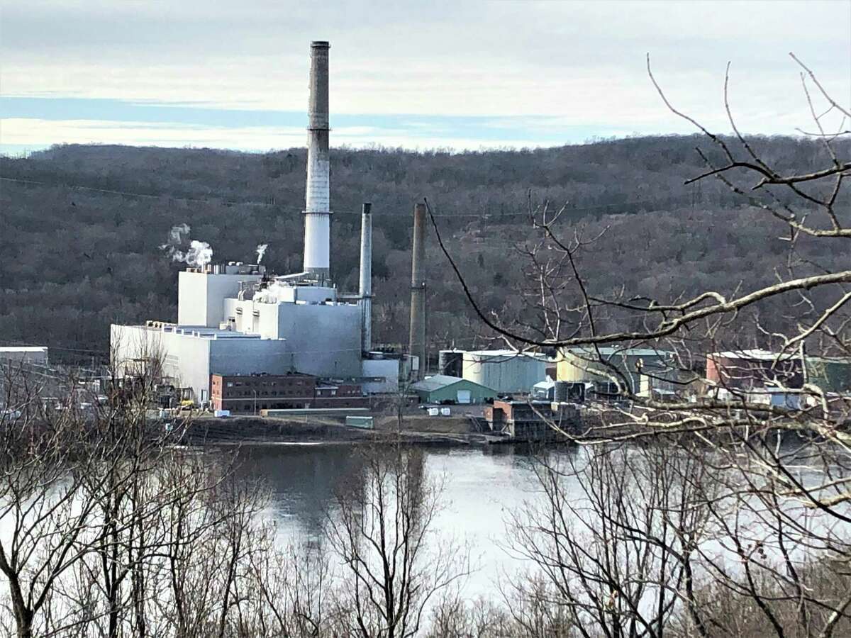 The NRG plant at 1866 River Road in Middletown is shown from the east shore of the Connecticut River from the vantage point of the Airline Trail.