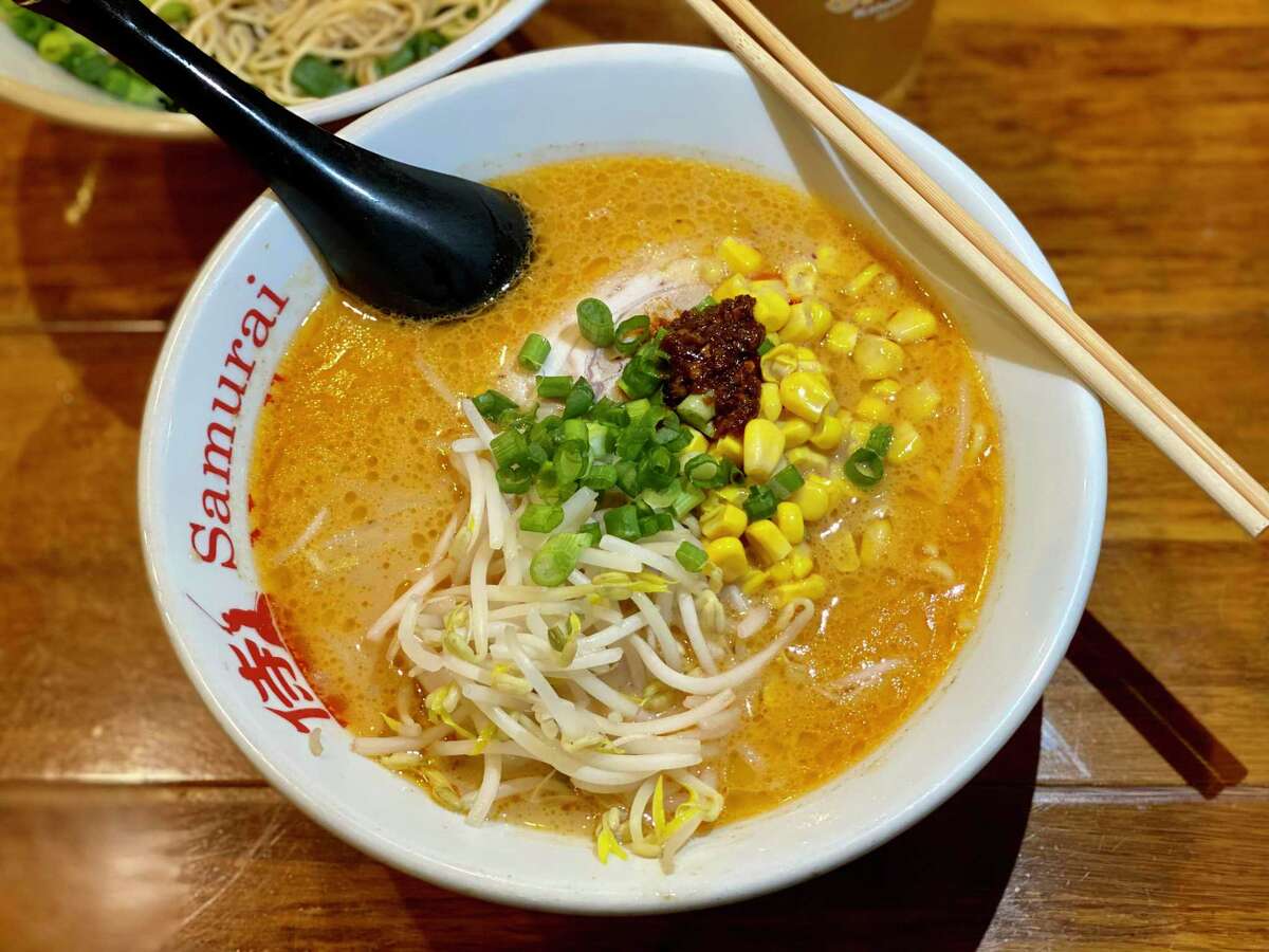 The spicy tonkotsu ramen at Samurai Noodle.