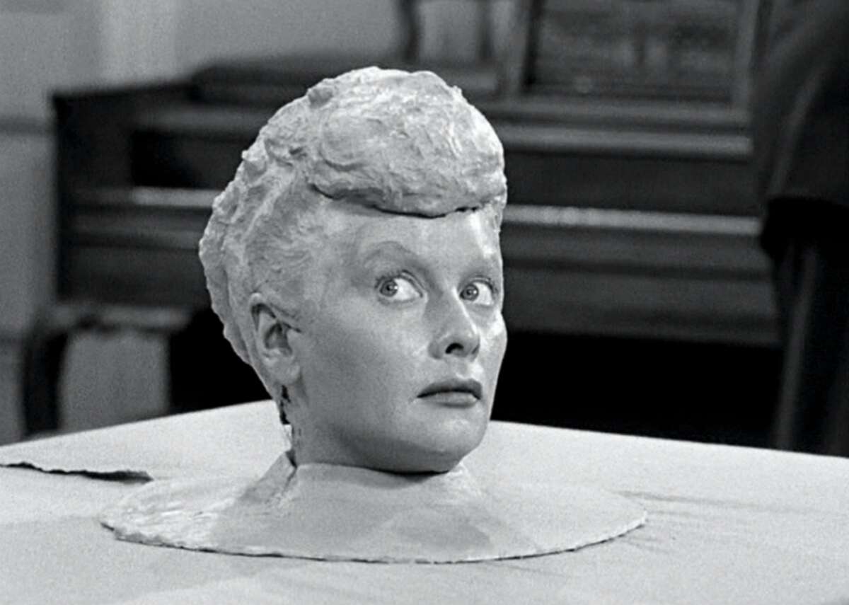 #99. Lucy Becomes a Sculptress (tie) - IMDb user rating: 8.5 - Votes: 217 - Episode: season 2, episode 15 - Air date: Jan. 12, 1953 After deciding to pursue sculpture, Lucy invites an art critic to judge her work in spite of her lack of talent. When Lucy covers her entire head in clay and hides her body under a table to make it look like a replica sculpture, the critic insists he must have the piece. A hilarious scene takes ensues when he tries to pick up the “sculpture” and finds a body attached.