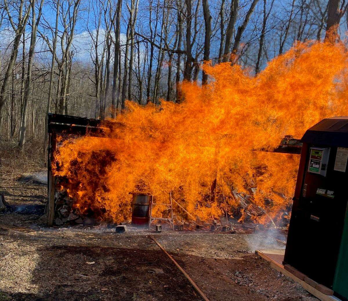 Shelton firefighters doused a shed fire on a Beverly Lane property on Saturday, Jan. 23.