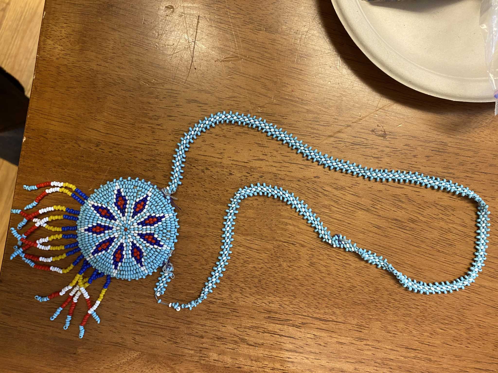 Beaded Medallion Necklace With an Eagle Design. - Etsy | Seed bead jewelry  patterns, Beaded, Native american beaded earrings