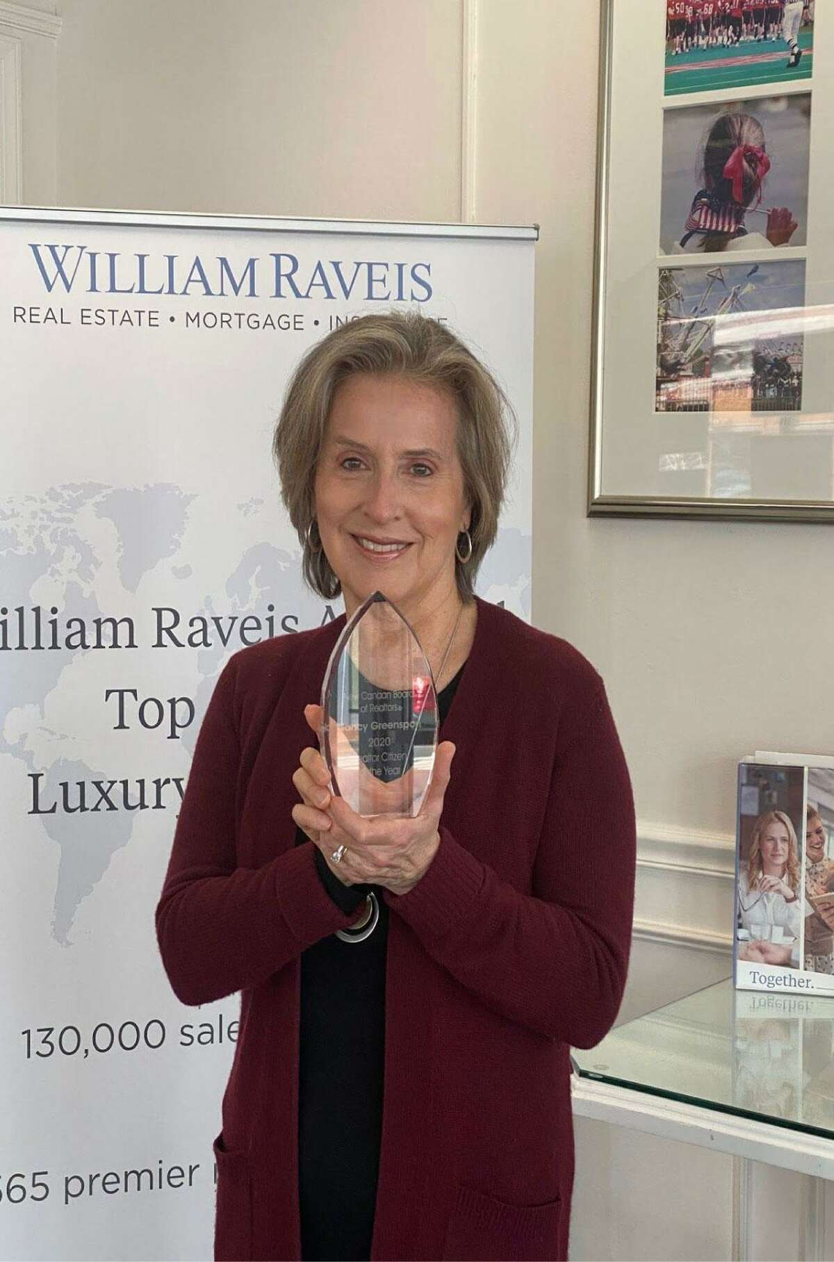 At its January General Membership meeting, New Canaan Board of Realtors President Melissa Rwambuya announced the award of the Board’s 2020 Realtor Citizen of the Year to Nancy Greenspon, (pictured), who is also of William Raveis in New Canaan, Connecticut.