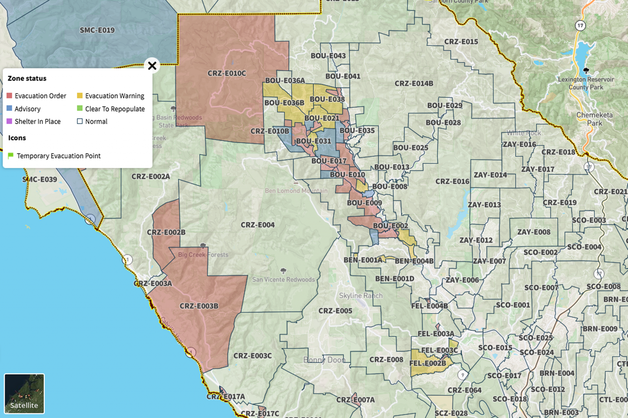 San Lorenzo Valley Map Evacuation Orders Issued For Areas In Santa Cruz County Ahead Of Storm