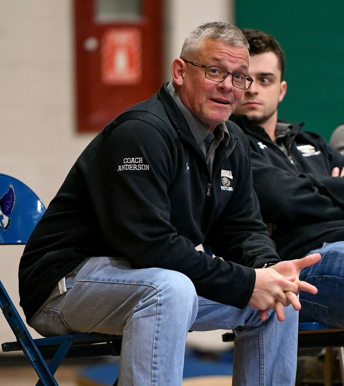 Trumbull coach Charlie Anderson is doing the best he can for his wrestlers.