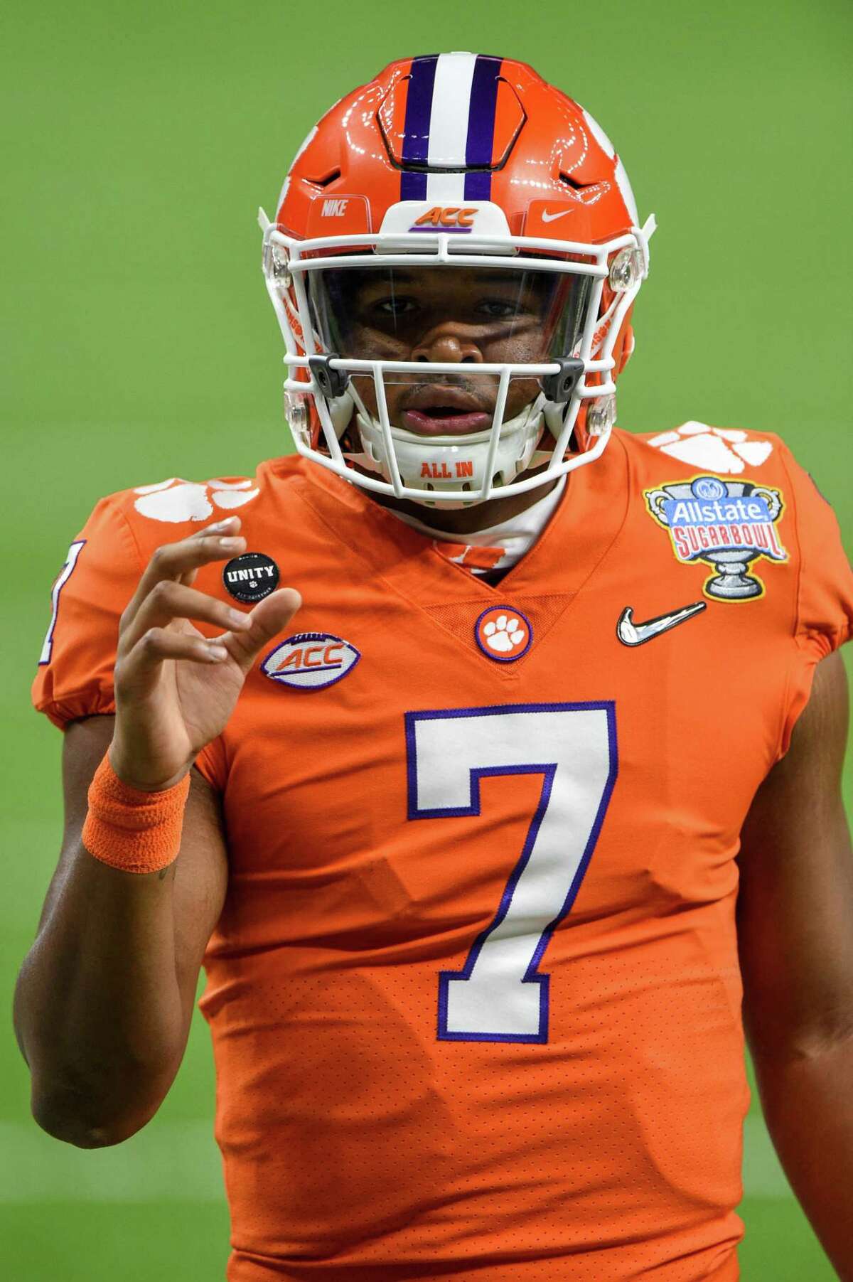 Clemson quarterback Taisun Phommachanh warms up before the Allstate Sugar Bowl College Football Playoff Semifinal against Ohio State on Jan. in New Orleans.