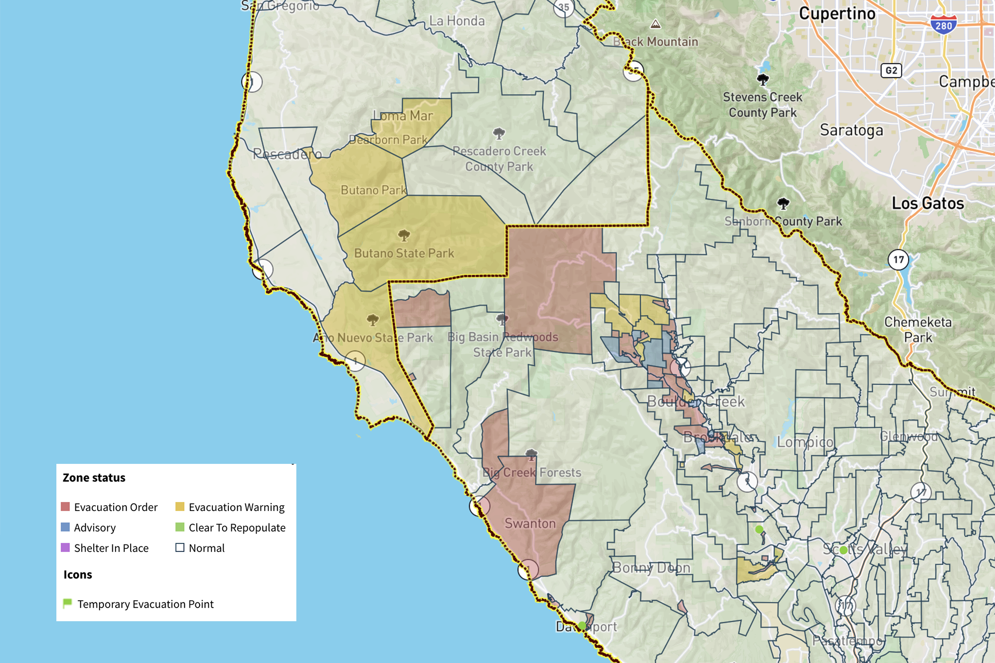 Parts of San Mateo County Big Sur now under evacuation order