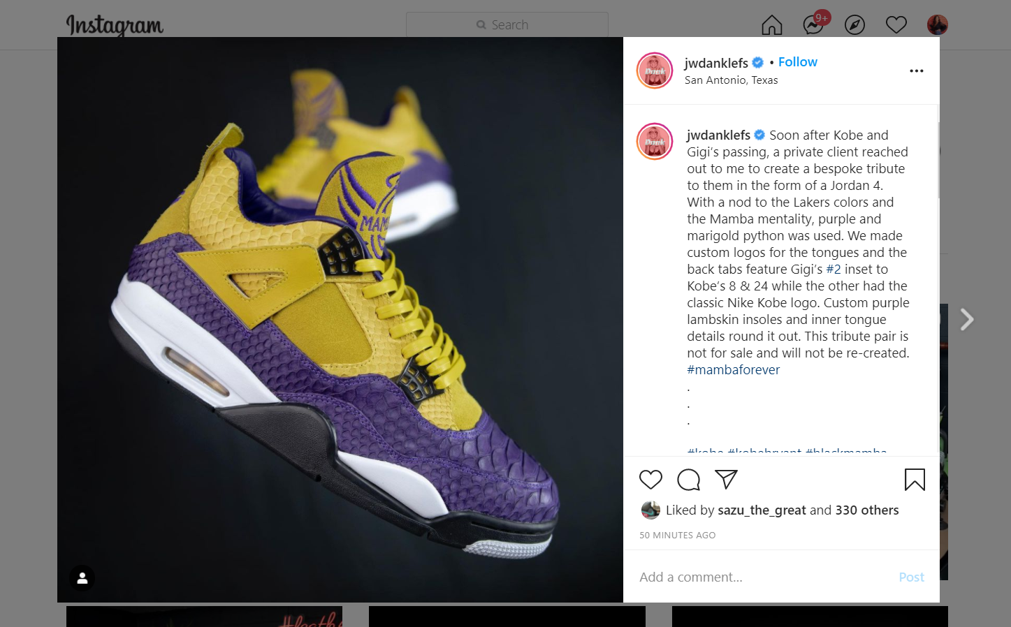 San Antonio remembers Kobe Bryant with these custom sneakers, online  tributes