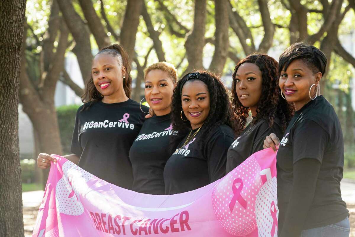Top: Franz Battle, from left, Chivon Jones, DaNetra Brantley, LaTasha Ford and Sherese Guy are all breast cancer survivors. Above: xxxxxx