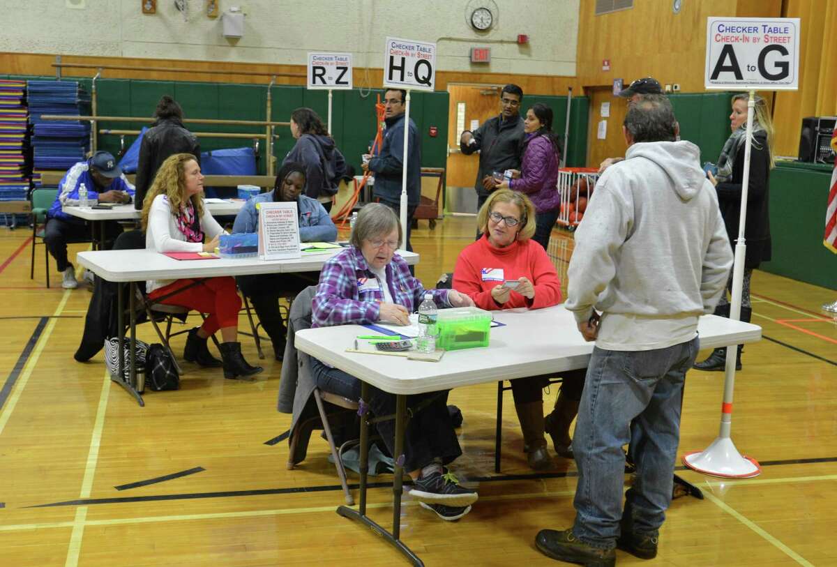 People at the polls in Norwalk Conn.
