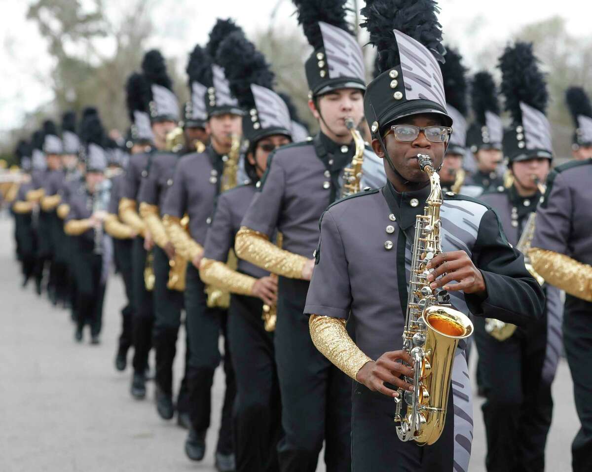 Members of the Conroe Tiger Band take part in the annual Leon Tolbert Annual Black History Month Parade, Saturday, Feb. 8, 2020, in Conroe. This year’s parade is set for Feb. 13