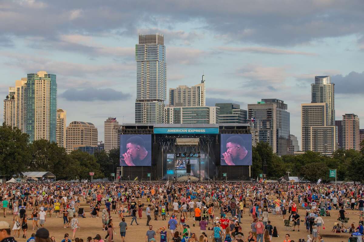 The Austin skyline during the Vince Staples performance during the 2018 Austin City Limits Music Festival at Zilker Park on October 14, 2018 in Austin, Texas. (Photo by SUZANNE CORDEIRO / AFP) (Photo credit should read SUZANNE CORDEIRO/AFP via Getty Images)