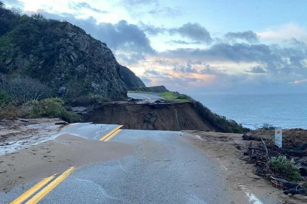 Huge piece of Highway 1 south of Big Sur falls into ocean